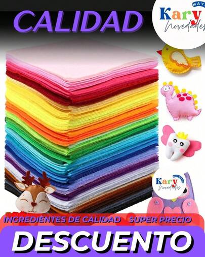 PACK HOJAS DE FIELTRO 10 / 20 / 30 / 40 PIEZAS DE TELA DE FIELTRO ALEMÁN PREMIUM 190 G/M² – HOJAS 15 cm * 15 cm DE POLIÉSTER NO TEJIDO HIPOALEERGÉNICO, GROSOR IDEAL PARA MANUALIDADES, MUÑECOS, PATCHWORK, COSTURA CREATIVA, SCRAPBOOKING, DISFRACES, ADORNOS NAVIDEÑOS, PROYECTOS DIY, COJINES, PANELERÍA SENSORIAL, TAPICES, JUGUETES EDUCATIVOS, AMIGURUMIS Y DECORACIÓN DEL HOGAR – COLORES SURTIDOS ALEATORIOS ULTRA VIBRANTES, CORTE LIMPIO SIN DESHILACHES, FLEXIBLE PERO FIRME, ACABADO SEDOSO, RESISTENTE A LA DEFORMACIÓN, NO SE DESVANECE, FÁCIL DE PEGAR, COSER, BORDAR, ESTAMPAR, TERMOADHERIR Y LAVAR, COMPATIBLE CON PLOTTERS DE CORTE Y MÁQUINAS LÁSER,