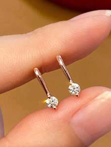 一对优雅的立方氧化锆水滴耳环，适合青少年佩戴，可作为日常装饰、派对首饰或生日礼物。 - 2# - 查看 6