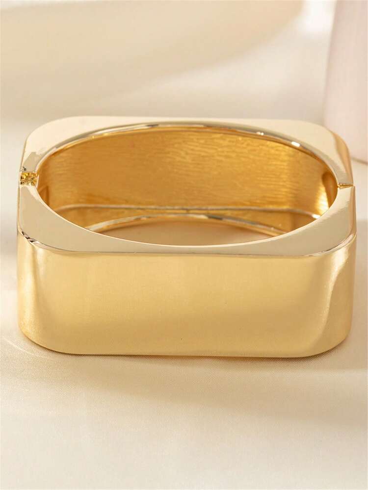 Punk Style Square Wide Bracelet, Gold Hip-Hop Retro Geometric Spring Bracelet, Men's Party Accessory Gift - Multicolor 1 - View 14