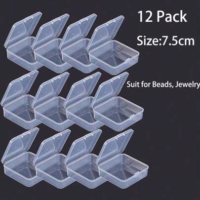 12 件迷你贴纸收纳盒，塑料透明珠子收纳盒，用于收集小物品、珠子、珠宝、名片、游戏棋子、工艺品、Kpop 偶像照片卡、交易卡，保护您的珍贵收藏品