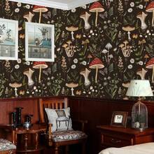 1 卷复古自粘壁纸，蘑菇、花卉和蝴蝶纹理，森林植物和动物风格，可撕可贴壁纸，内衬胶水，直贴，可拆卸和重复使用，易于安装，无残留，适用于浴室、卧室和墙面装饰翻新 - 彩色 - 查看 11