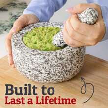 Priority Chef Heavy Duty Large Mortar And Pestle Set, Hand Carved From Natural Granite, Make Fresh Guacamole, Pesto, Stone Grinder Bowl, Herb Crusher, Spice Grinder, 6.3 Inches Wide, 2 Cup - Grey - 2杯 - 查看 2