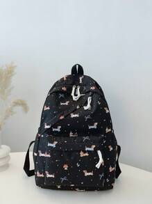 1 件开学卡通小狗/蝴蝶结图案背包，轻便书包，大容量学生包，带笔记本电脑隔层书包，旅行收纳袋，多种颜色可选，非常适合青少年/学生/毕业生，适合日常使用、外出、旅行、学校和开学