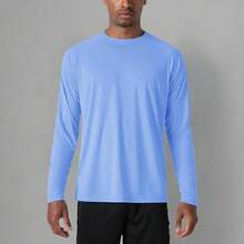 Men's Long Sleeve Shirts UPF 50+ UV Sun Protection Athletic Shirts For Hiking Running Workout Rash Guard-2025 - Light Blue - View 4