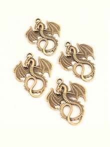 10pcs/Lot Dragon-Shaped Zinc Alloy Charms For DIY Jewelry Making - Antique Silver Color - 28x35mm Size - Perfect For Necklaces And Bracelets - Antique Silver - View 9