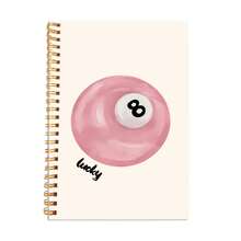 1 件 Lucky 8-Ball 软封面螺旋笔记本学院风美学日记本，教师学生办公学校用品 5.5x8.3 英寸/14 厘米 x 21 厘米