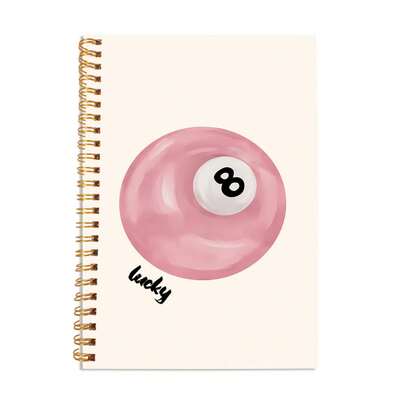 1pc Lucky 8-Ball Soft Cover Spiral Notebook Preppy Aesthetic Journal, Teacher Student Office School Supplies 5.5x8.3in/14cmx21cm
