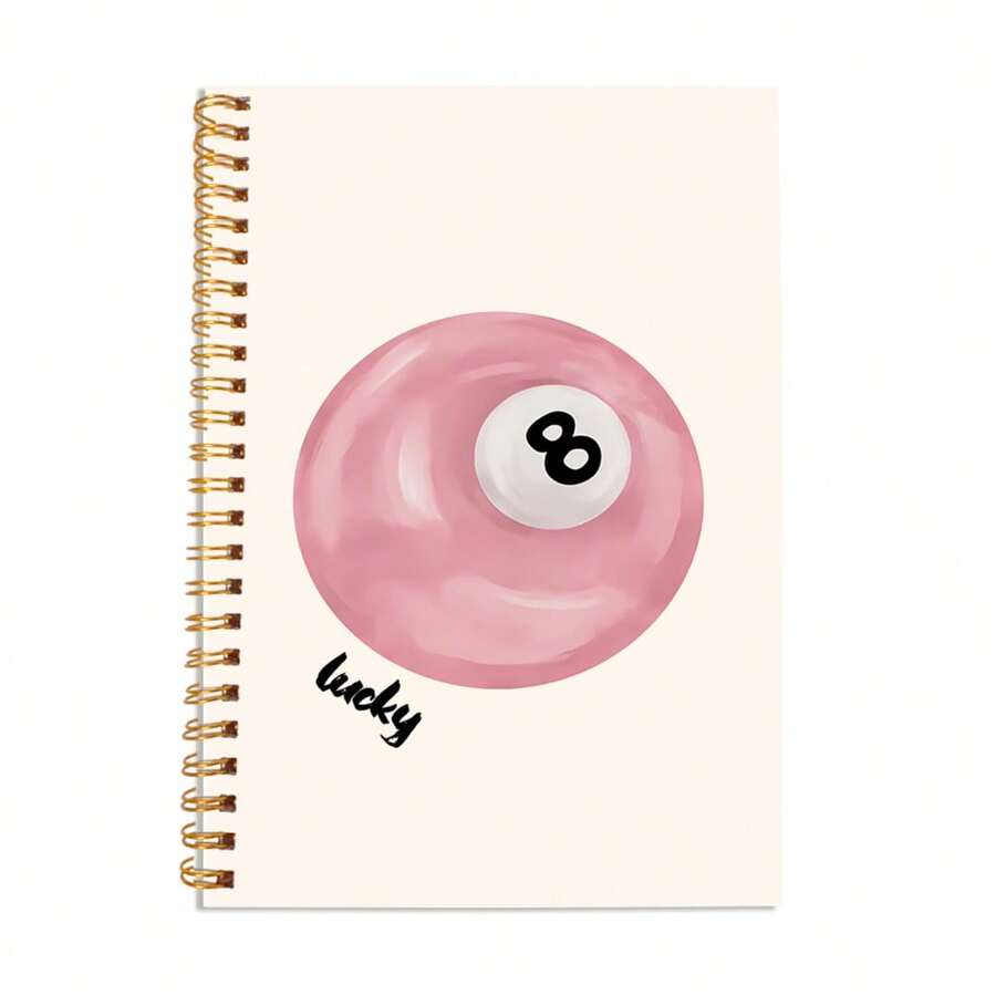 1 件 Lucky 8-Ball 软封面螺旋笔记本学院风美学日记本，教师学生办公学校用品 5.5x8.3 英寸/14 厘米 x 21 厘米