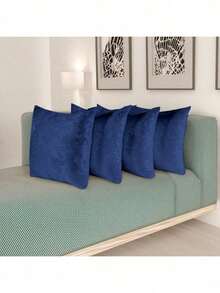 Kit Of 4 Decorative Cushion Covers With Jacquard Zipper - Navy Blue - View 1