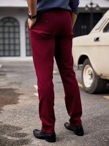 Pantalon de Gabardina Slim que estira para Hombre color tinto - Multicolor - Ver 2
