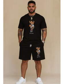 Men's Selfie Bear T-Shirt Set + Selfie Bear Shorts Men's Sweatshirt