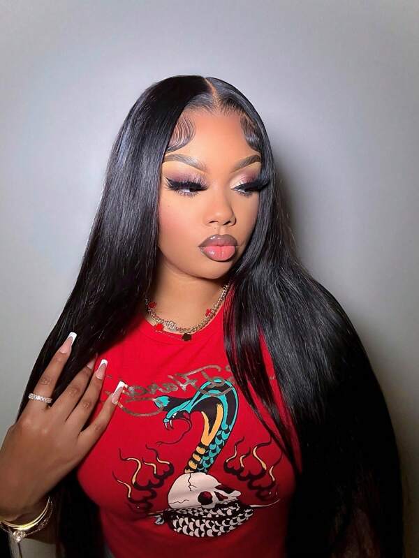 Straight Lace Front Wigs Human Hair 13x4 Lace Frontal Wigs 180% Density Unprocessed Brazilian Straight Virgin Human Hair Wigs Pre Plucked With Baby Hair For Women 24 Inch