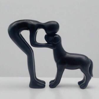 1件创意人狗艺术雕塑，送给挚友的贴心礼物，家居装饰摆件，现代简约抽象可爱人狗雕像，适合办公室、餐厅、客厅、卧室等家居装饰，宠物爱好者礼物，圣诞节礼物