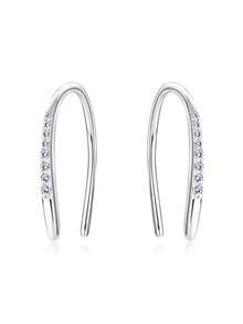 2 Pairs 925 Sterling Silver Earrings With Cubic Zirconia, Elegant U-Shaped Ear Hooks, Romantic High-End Earrings For Pierced Ears, Hypoallergenic, Suitable For Women/Girls, Daily, Commute, Party, Collection, Gift Box Included, Fashionable Jewelry For All Seasons - Silver - View 14