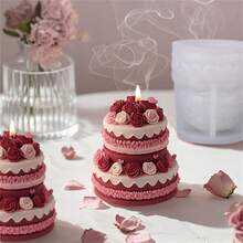 3D Rose Cake Shape Candle Silicone Mold DIY With Exquisite Floral Design For Valentine's Day, Birthday Parties, Aromatherapy & Home Decor Handmade Gift - Multicolor - View 7