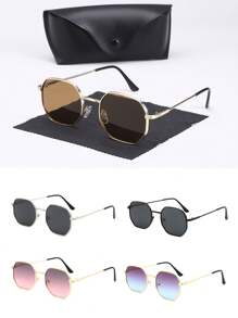 1 Pair Men's Geometric Fashion Fashion Glasses, Classic Luxury Design With Delicate Eyeglass Case, Suitable For Daily Life Accessories And Driving