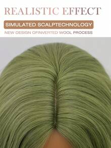 绿色 26 英寸长卷发波浪角色扮演假发，合成耐热纤维假发，易于护理的平滑波浪造型，玫瑰网帽，180% 密度，男女通用，适合女性、女孩、万圣节假发、音乐节假发、返校派对洛丽塔时尚假发 - 綠色 - 查看 3