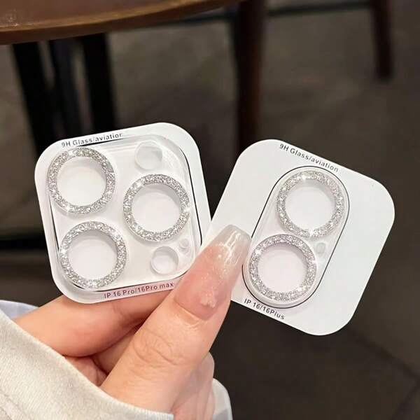 1pc Camera Lens Protector Compatible With IPhone 16 15 14 13 12 11 Pro Max, Individual Metal Diamond Ring 9H Hardness Scratchproof Protector, Stylish Accessories, Case Friendly