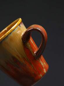 1pc 220ml Creative Crackle Ceramic Cup, Home Breakfast Milk Cup, Latte Art Coffee Cup, Office Guest Cup, Afternoon Tea Cup, Soda Cup, Crackle Handled Mug, Simple Retro Ceramic Household Office Water Cup, Thick Clay Espresso Cup