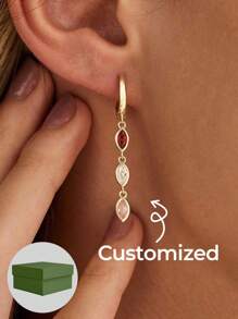 1 pezzo di orecchini a pendente personalizzati con foglia e pietra natalizia, orecchini da tutti i giorni, orecchini a goccia con diamanti, regalo di compleanno, regalo per la nonna, regalo della festa della mamma