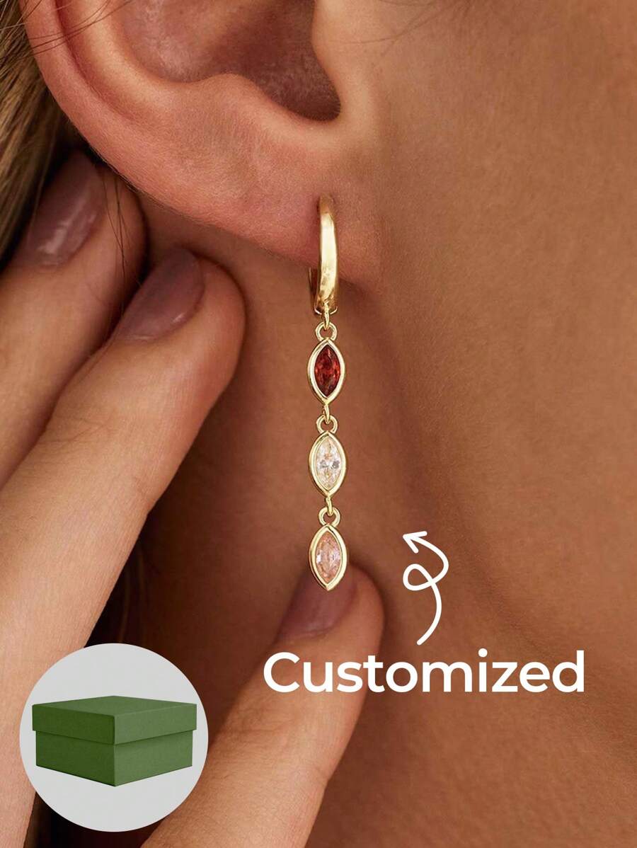 1 pezzo di orecchini a pendente personalizzati con foglia e pietra natalizia, orecchini da tutti i giorni, orecchini a goccia con diamanti, regalo di compleanno, regalo per la nonna, regalo della festa della mamma