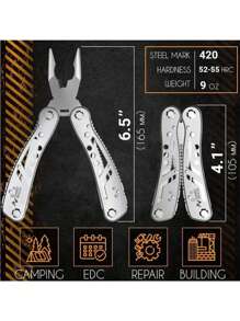 1 件户外露营生存救援工具不锈钢折叠便携式战术多功能钳子 24 合 1 多功能万能斜口钳五金 1 件多功能工具 24 合 1 多功能工具钳子，适用于生存露营和狩猎，适合男士、爸爸、丈夫和朋友的礼物