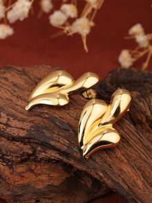 1 对不锈钢 18K 金几何水滴形耳环，复古优雅百搭，适合女性日常工作、通勤、派对佩戴，送给女友、朋友的礼物 - 金色 - 查看 3