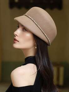 New French Wool Felt Hat For Women, Autumn & Winter, Woolen Octagonal Cap, Elegant Retro British Style Beret, Simple Fashion Warm Breathable - A - Xem 4