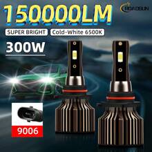 2 件 H1 H3 H7 H11 9005/HB3 9006/HB4 9012 9004 9007 H4 H13 汽车前照灯远/近光组合，12V 6500K 超白光 150000LM，高速风扇亮 3570CSP 芯片，即插即用灯泡，超聚焦光束，航空铝快速冷却