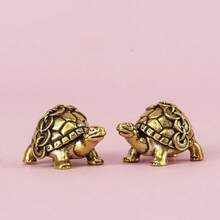 Brass Turtle Home Decor: Adorable Brass Turtle Statue, No Electricity Needed, Suitable For Living Room And Office, Perfect Gift For Animal Lovers And Home Decor Enthusiasts - Gold - View 3
