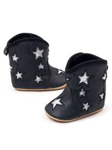 1 Pair Of Infant Shoes, Warm And Thick Boots In Autumn And Winter, Retro British Cowboy Design, Suitable For Indoor Slip-Resistant Learning To Walk, Soft Flat Shoes For Infants.