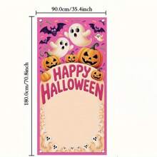 1 件粉色万圣节门装饰万圣节快乐门罩可爱鬼万圣节门横幅万圣节鬼南瓜挂横幅复古万圣节派对用品 70.8 * 35.4 英寸秋季装饰秋季装饰