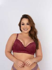 Plus Size Bras & Bralettes - 酒紅色 - 查看 3