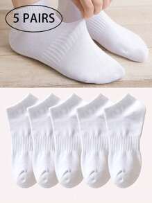 1/3/5/10双装 女士吸湿排汗短袜，踝袜，白色袜子，黑色袜子，普通女士袜子，柔软女士袜子