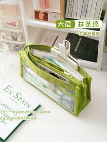 大容量六层透明铅笔盒，多功能窗口铅笔盒，小巧清新的日式风格，高性价比 - 彩色 - 查看 2