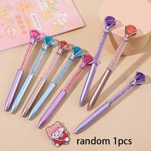 1 支，闪亮水晶钻石圆珠笔 - 可伸缩，中号笔尖 - 非常适合婚礼、办公室、学校、圣诞节和情人节礼物，6 支/套，单色校准带，混合颜色，便携式校准带，校准带，学生使用，办公室使用，学校用品，返校