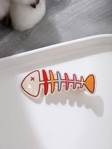 4件套可爱动物鱼骨和小猫休闲发夹和配饰，适合女孩 - 彩色 - 查看 5