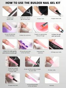 YOKEFELLOW 15g Builder Nail Gel, Nail Extension Gel Jelly Nude Pink Builder Gel Thickening Strengthen Nail Enhancement Nail Extension, Long-Lasting Gel Nail Soak Off UV LED, Nail Art Design Salon For Woman Girls & For A Holiday Gift - Multicolor - View 7