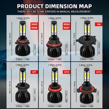 2pcs ROADSUN Car LED Headlight Bulbs H7 H4 H11 H13 9005/HB3 9006/HB4 9007 200W High/Low Beam 12V Universal For Vehicles, Batteries Not Included - 黑色 - 查看 2