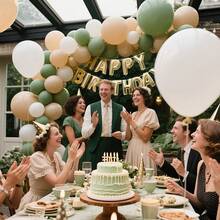 10个12英寸乳胶气球，复古鼠尾草绿、灰蓝色、棕色，适合生日派对、婚礼、周年纪念、返校装饰 - 彩色 - 查看 5