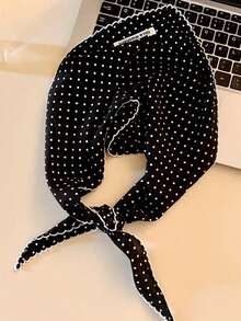1 chiếc khăn tam giác chấm bi kiểu Hàn Quốc mới, khăn trùm đầu/băng đô mùa hè thoáng mát tự nhiên, phụ kiện tóc đi biển cho nữ. - Nhiều màu - Xem 2