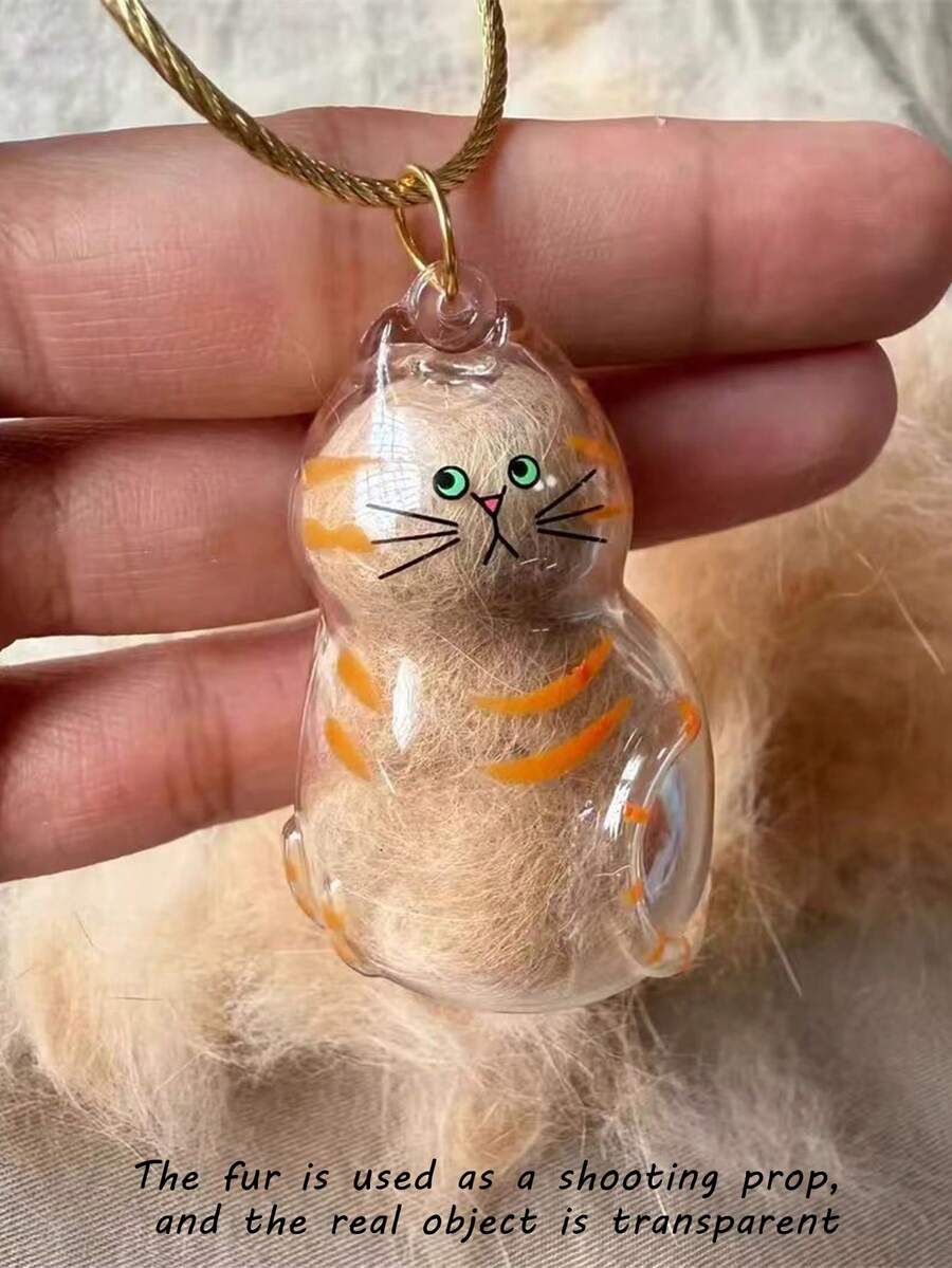 1/3 件可爱透明卡通猫形吊坠，装饰纪念吊坠，用于收集宠物猫/狗毛发学校汽车配件哥特 Y2K