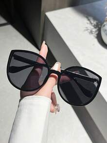 1 副猫眼多边形黑色时尚眼镜，多功能时尚配饰，适合钓鱼、旅行、运动、驾驶、节日装扮、夏季、音乐节、外出、度假、家庭出游、优雅造型、街头时尚、运动、派对、户外活动、假日装扮蝴蝶形墨镜 - 黑灰 - 查看 2