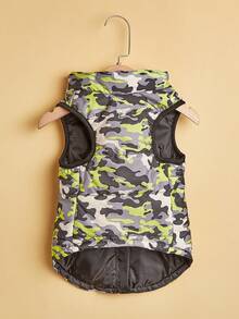 1 件宠物服装秋冬时尚背心，双色迷彩图案，拉链和牵引绳孔，适合贵宾犬、比熊犬 - 彩色 - 查看 5