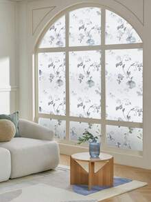 1 Roll Vintage Floral Pattern Window Privacy Film, 3D Frosted Floral Static Cling Film, Non-Adhesive Reusable, Suitable For Home, Kitchen, Living Room (17.53*118in) - Frosted Peony - View 20