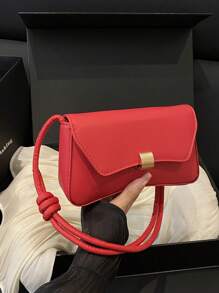 时尚纯色复古法棍简约腋下女士单肩包