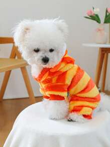 1 件宠物服装，狗/猫服装，适合小狗/小猫的温暖舒适服装，可爱的甜橙色狮子服装，适合秋冬