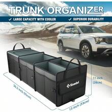 Sturdy Car Trunk Organizer With Premium Insulation Cooler Bag Heavy Duty Collapsible For Car SUV Truck Or Van 3 Compartments Black - 黑色 - 查看 2