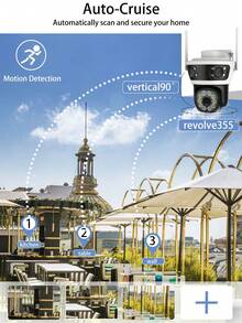 Anyazhineng 1 台三镜头球型摄像机 | 3 个实时视图 | 355° 平移和 90° 倾斜 | 1080P 高清，IP66 防水，双向音频 | 人体运动追踪，APP 警报 | 室内/室外任意位置安装 | 适用于家庭、企业、大型庭院 | 3 倍覆盖！零盲区！