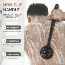 Bộ 4 bàn chải massage toàn thân bằng silicon - 1 bàn chải chà mặt, 1 bàn chải chà lưng cán dài, 1 bàn chải tắm ngắn, 1 bàn chải chải tóc da đầu, bàn chải làm sạch mặt và toàn thân cầm tay không dùng điện có tay cầm chống trượt, làm sạch và massage hiệu quả cho mọi bộ phận cơ thể - màu đen - Xem 11